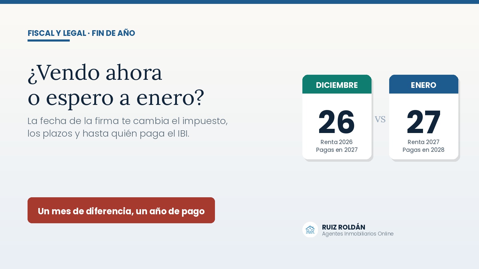 Calendario fiscal para vender una vivienda a final de año